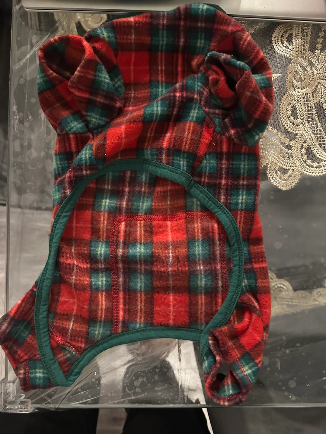 Pup Crew Plaid Dog Pajamas - Red/Green Plaid
