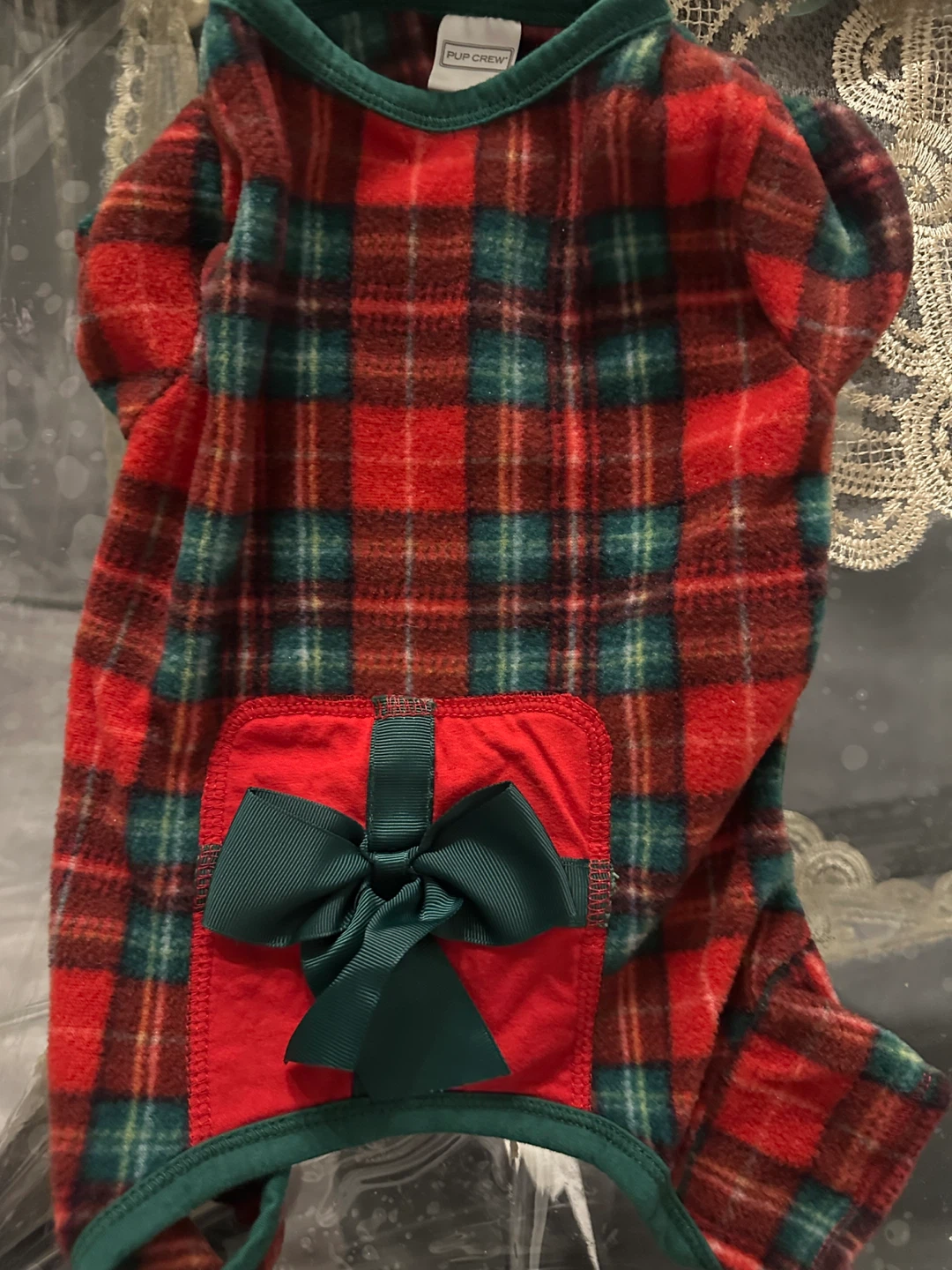 Pup Crew Plaid Dog Pajamas - Red/Green Plaid - photo 2