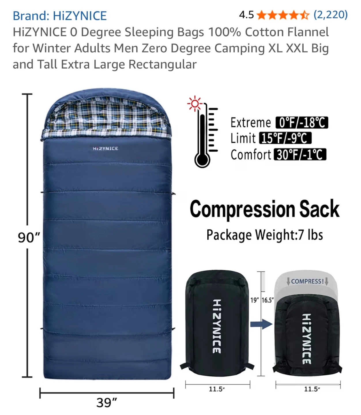 HizyNice 0 Degree Rectangular Sleeping Bag - Olive Brown - photo 5