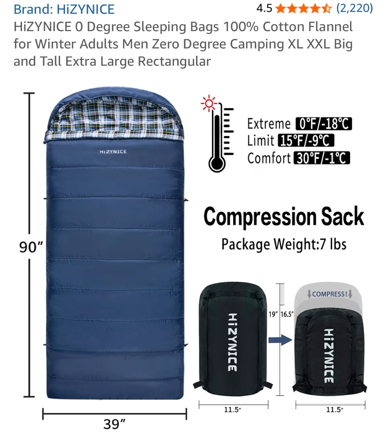 HizyNice 0 Degree Rectangular Sleeping Bag - Olive Brown - photo 2