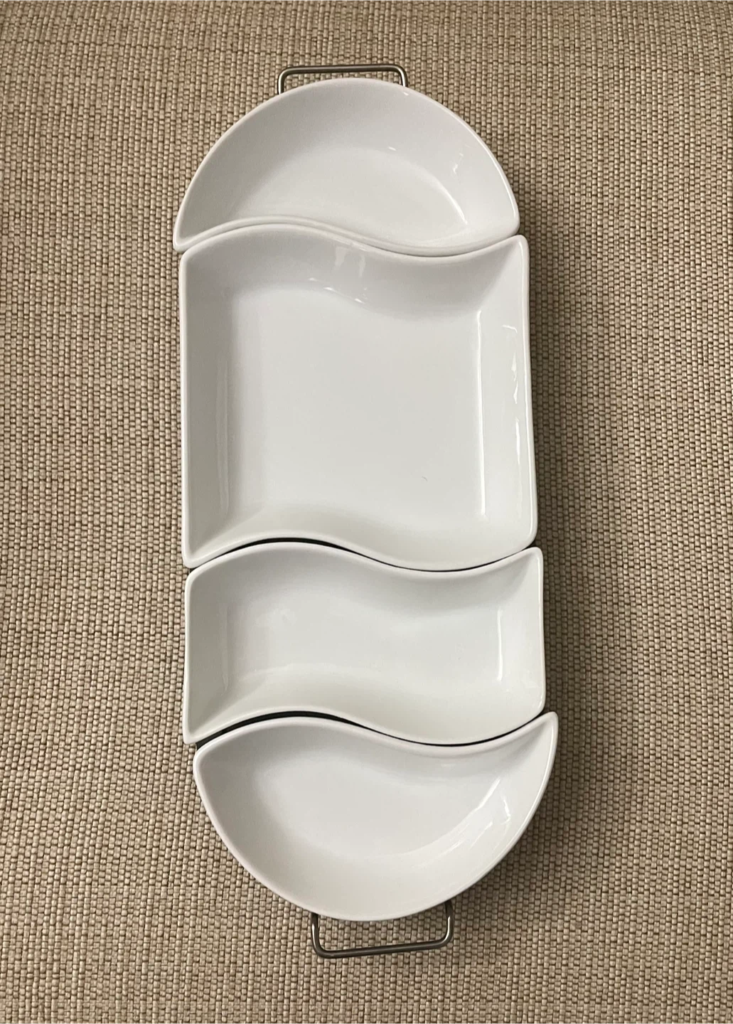 🌱 Ceramic 5-Piece Appetizer Serving Platter Set with Black Tray - photo 2