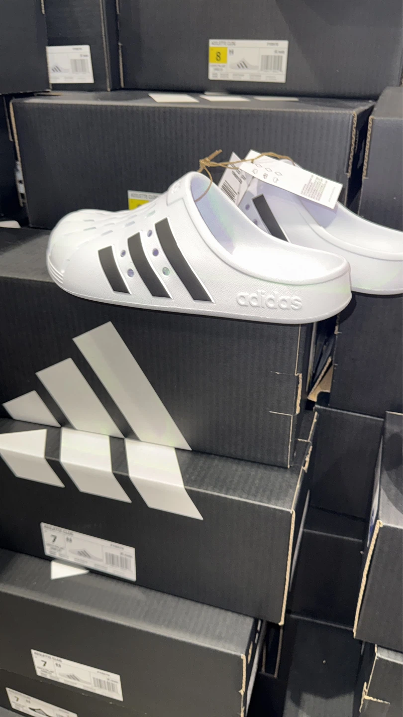 Adidas Slides Sandals White Black Size 7&8&9