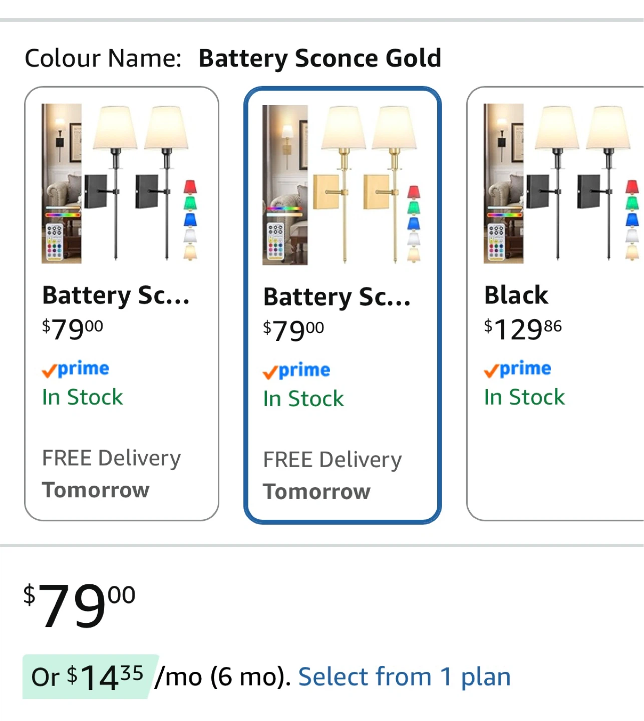 jengush Battery Sconce Set of 2 - Gold - photo 4