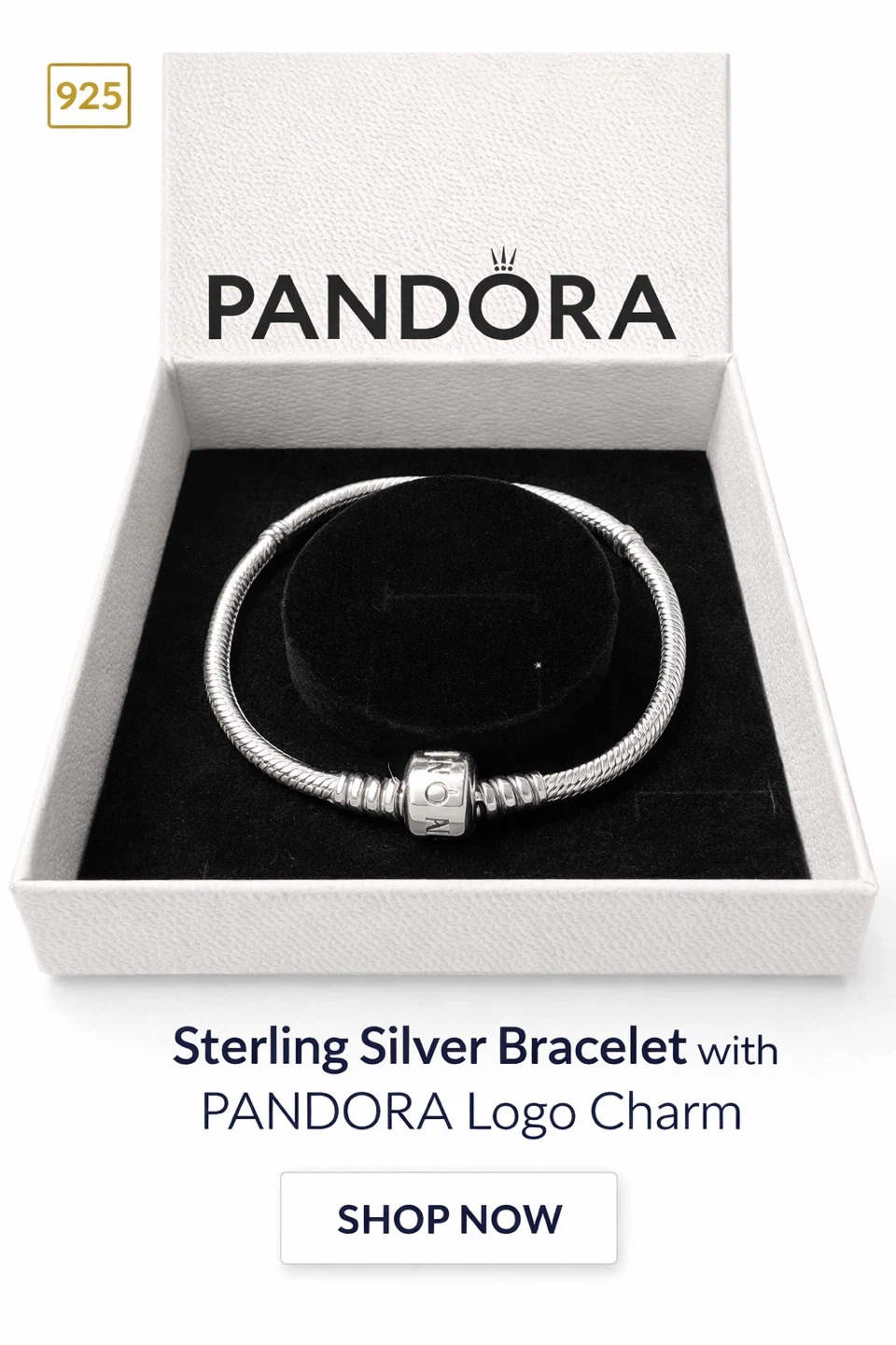 PANDORA Sterling Silver Bracelet with Logo Charm