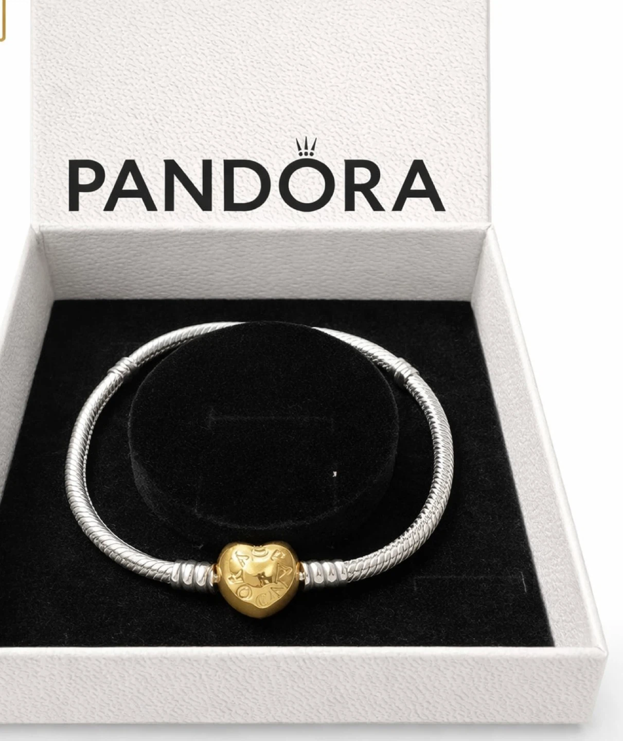 Pandora Silver Bracelet with Gold Heart Charm