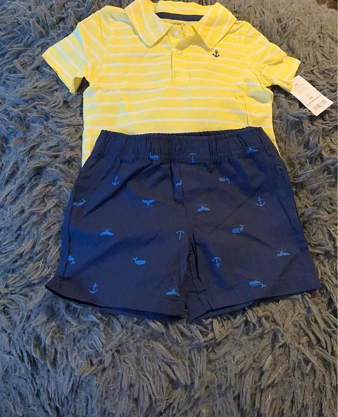 BOYS 2PC SHORTS SUITE (SIZES: 18 & 24,MONTHS)