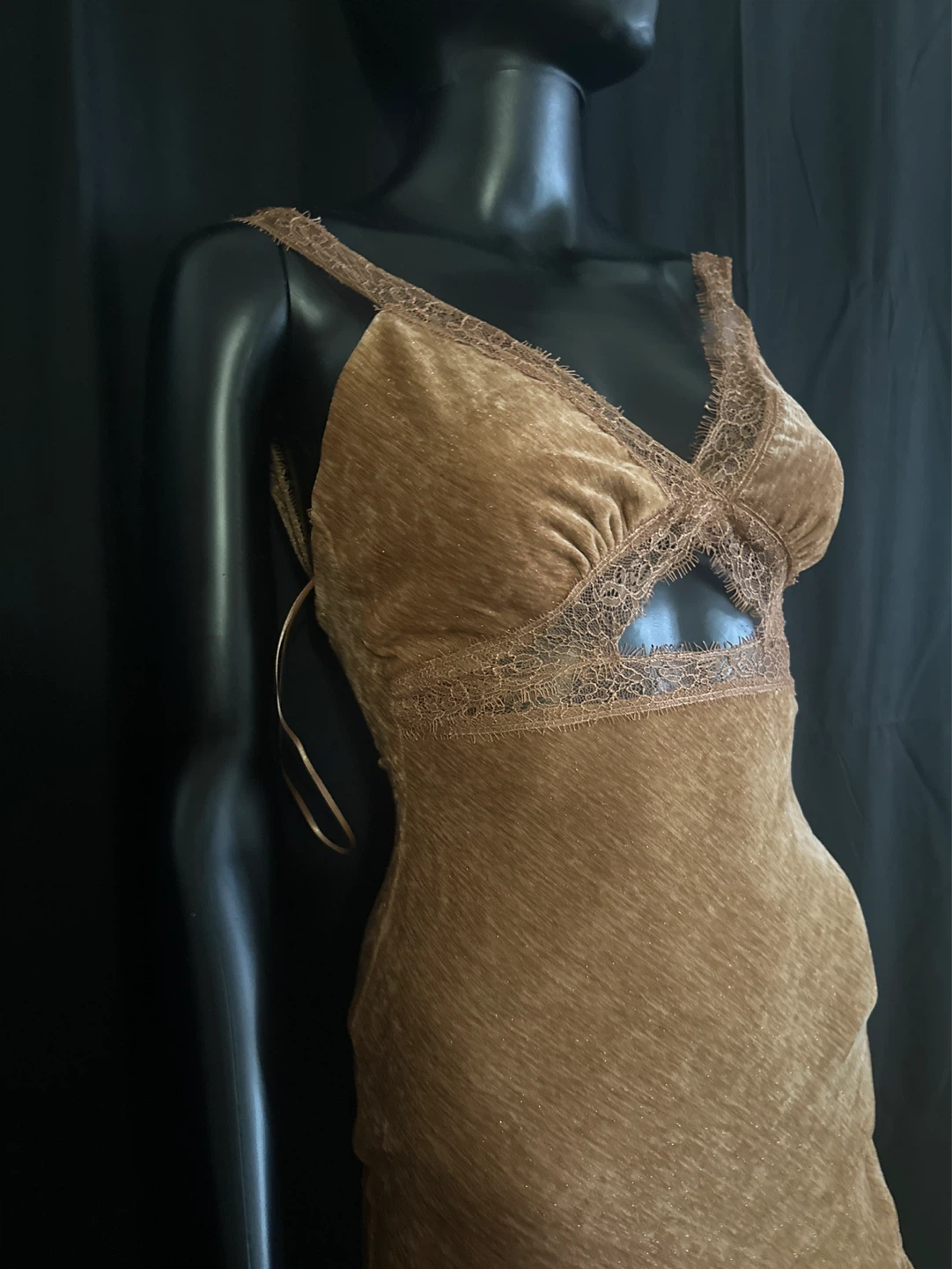 Fashion Nova Brown Velvet Cutout Maxi Dress - photo 3