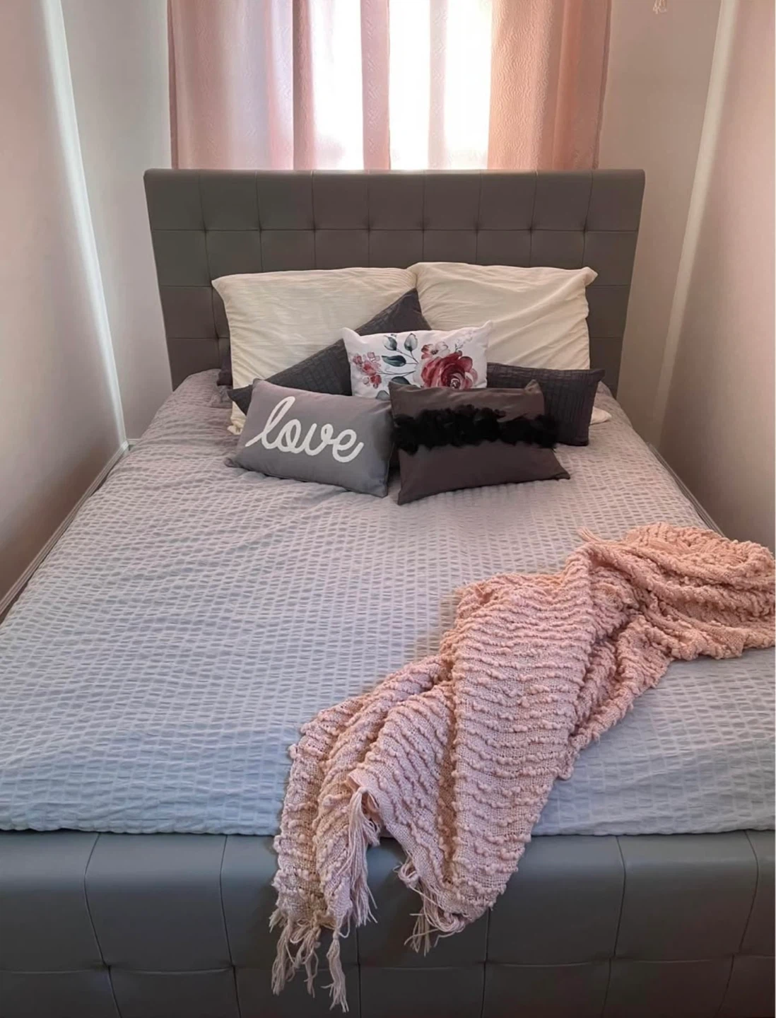 Urban Barn Leather Queen Bed (Grey) - photo 3