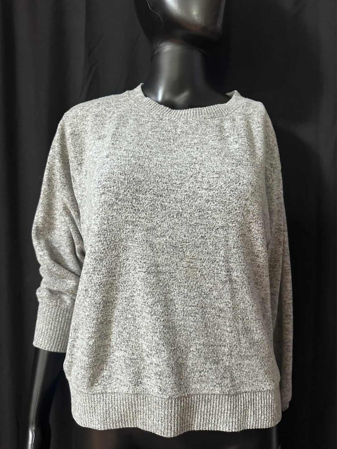 Gray Marled Crew Neck Pullover Sweater - photo 2