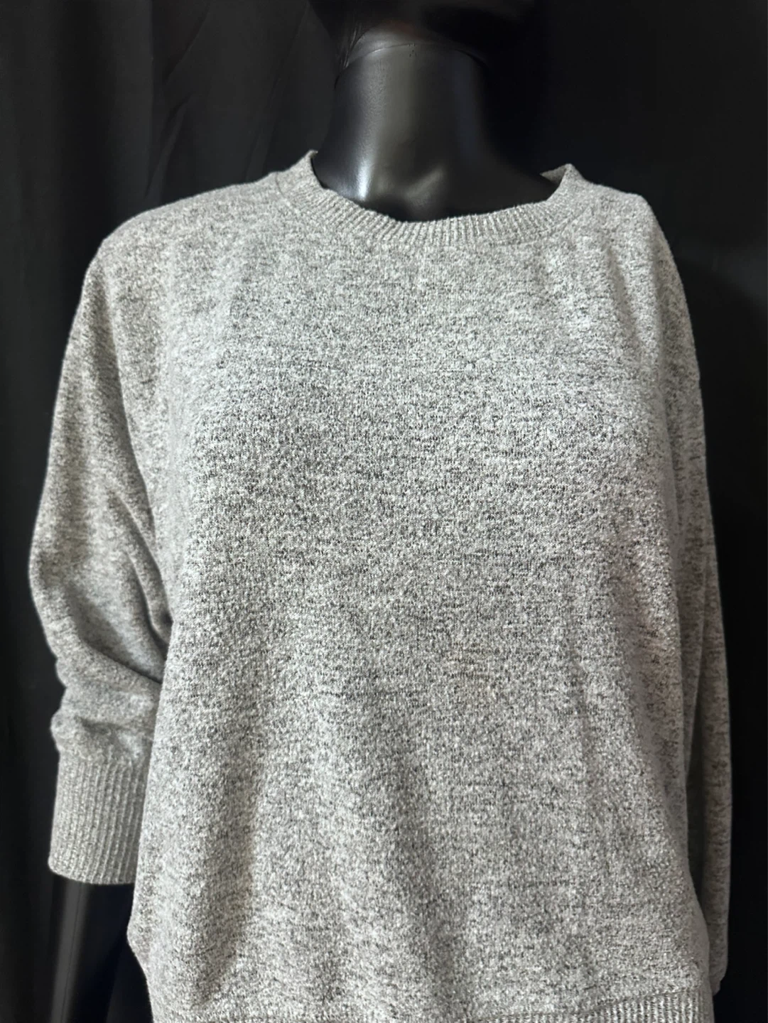 Gray Marled Crew Neck Pullover Sweater