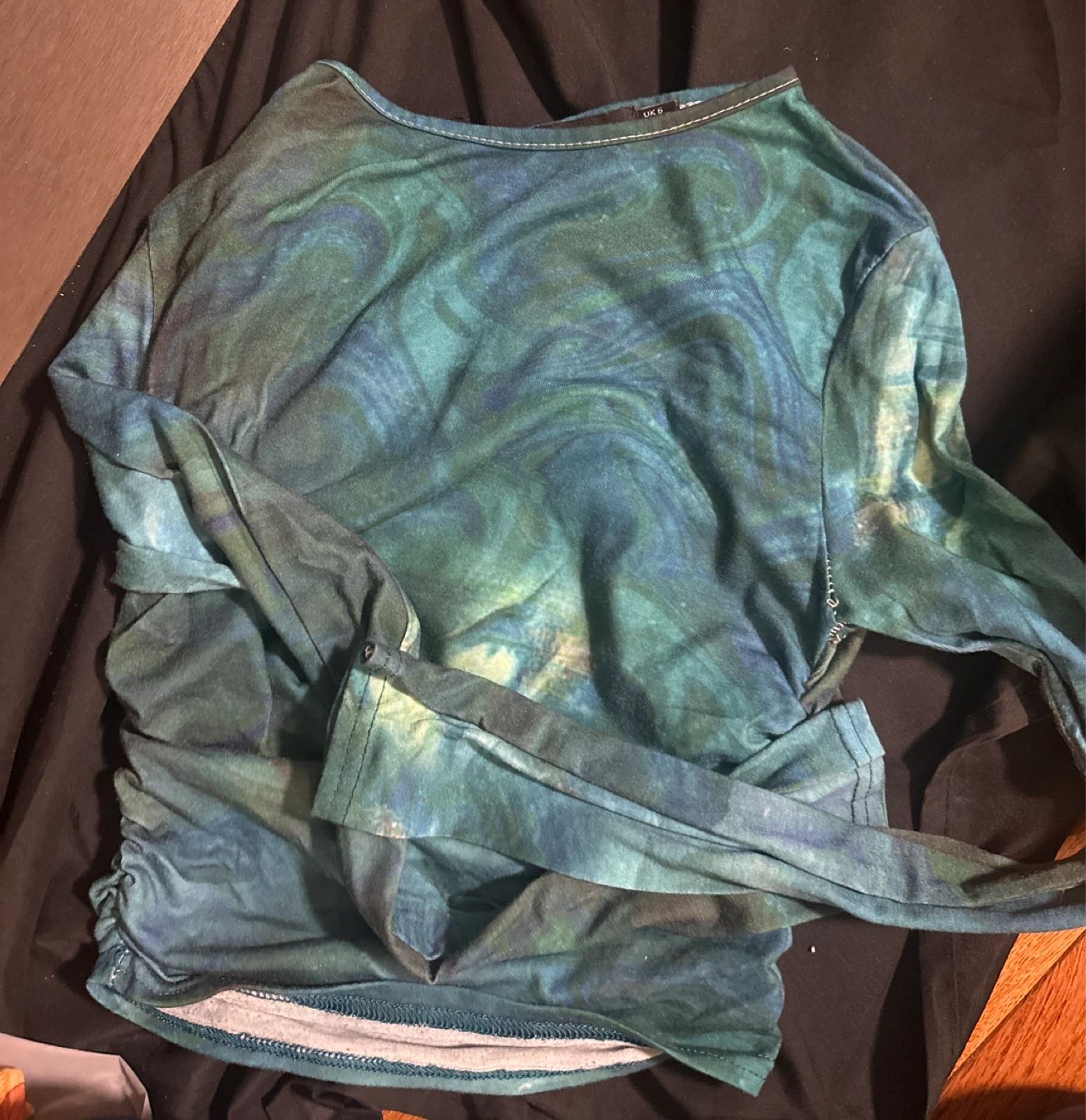 Blue and Green Swirl Long Sleeve Top