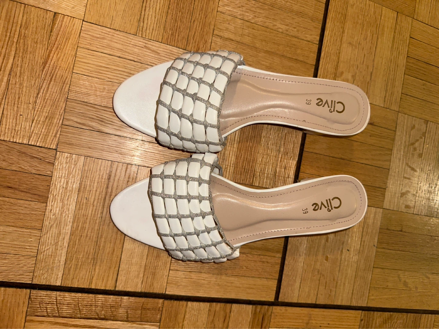 Clive White Slip-On Sandals Size 39
