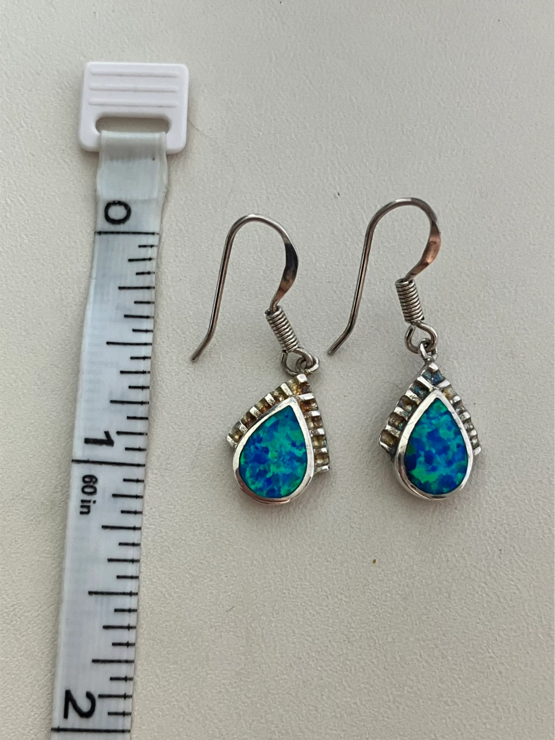Sterling Silver Opal Teardrop Dangle Earrings - photo 3