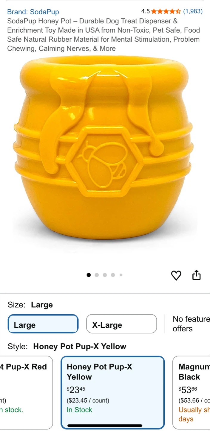 ‼️MUST GO‼️ SodaPup Honey Pot Treat Dispenser Large