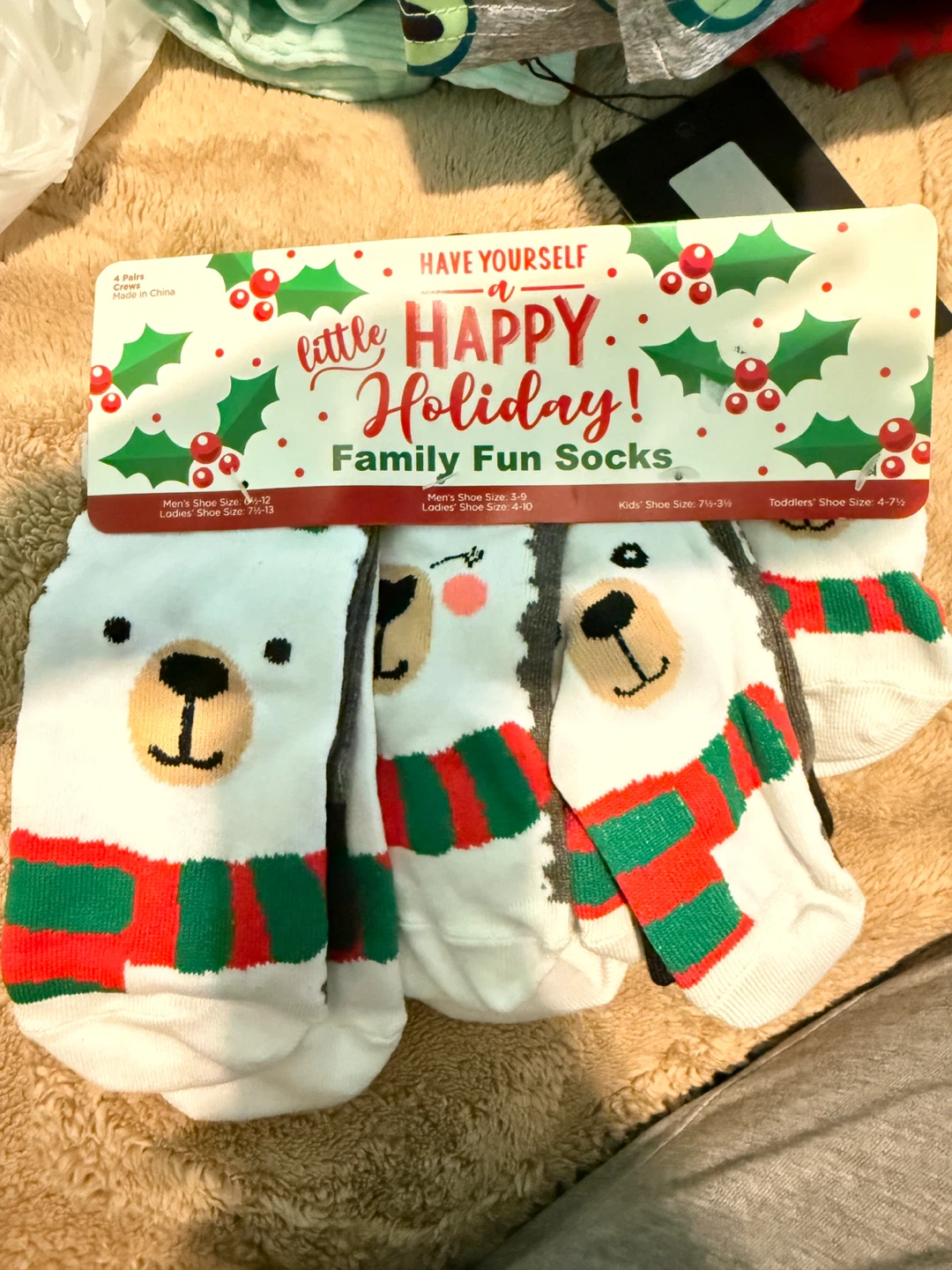 Happy Holiday Family Fun Socks - 4 Pairs