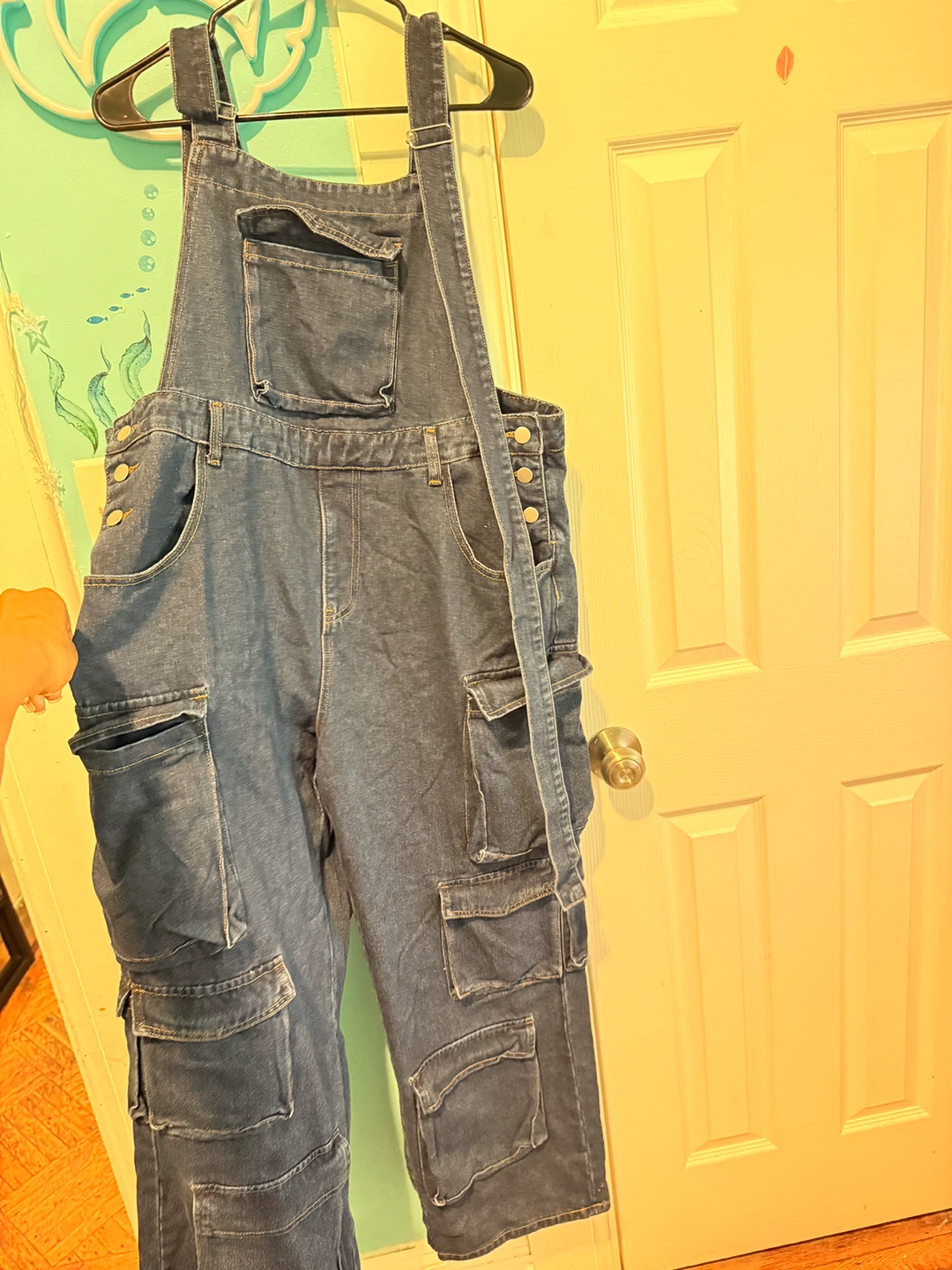 Klein Curve Denim Cargo Overalls Size 1XL