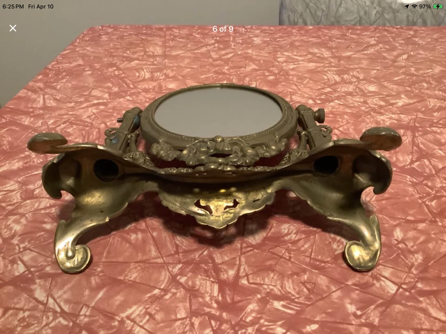 Ant/Victorian Brass Tilting Vanity w Pedestal Base - photo 5