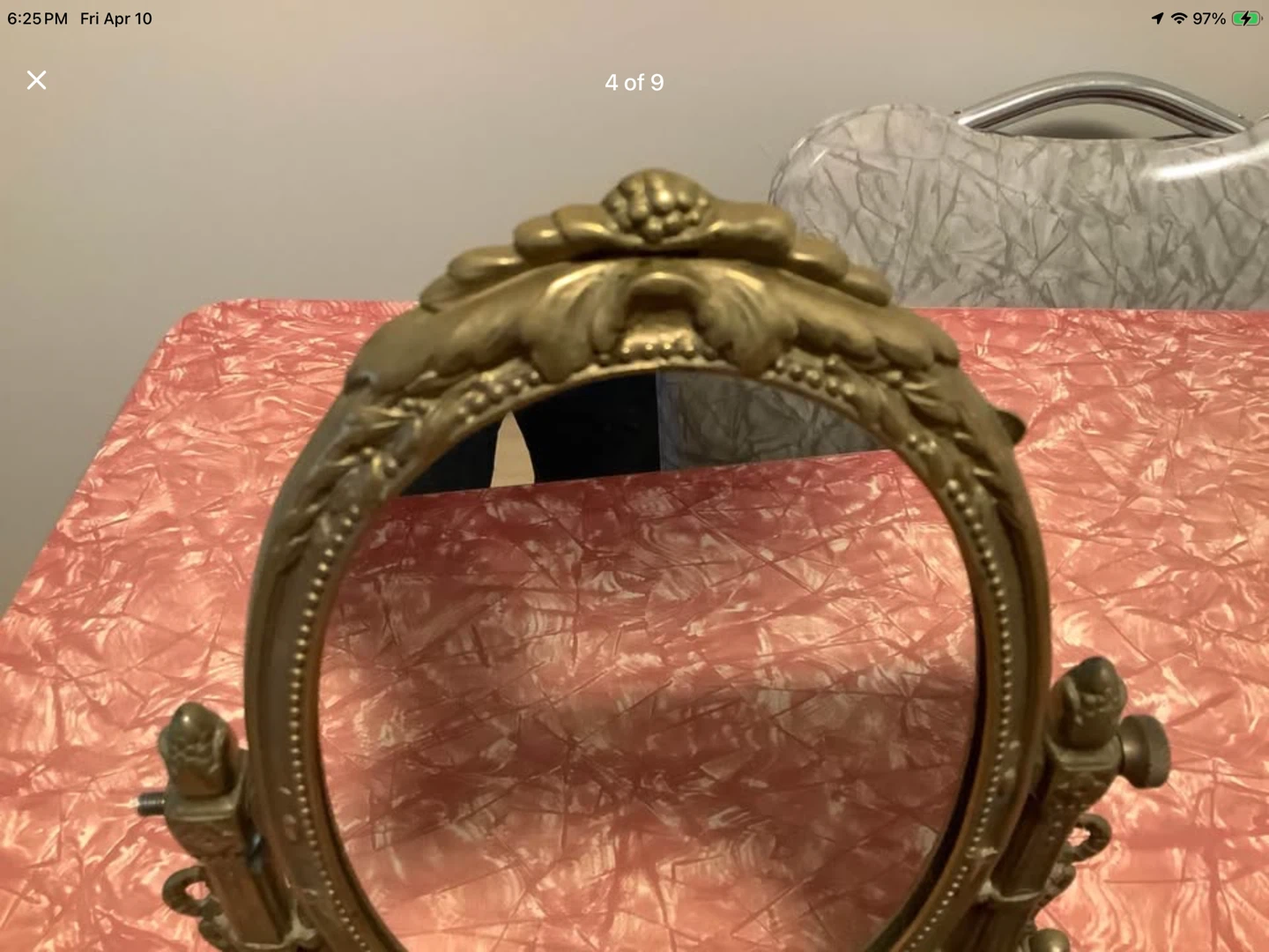 Ant/Victorian Brass Tilting Vanity w Pedestal Base - photo 3