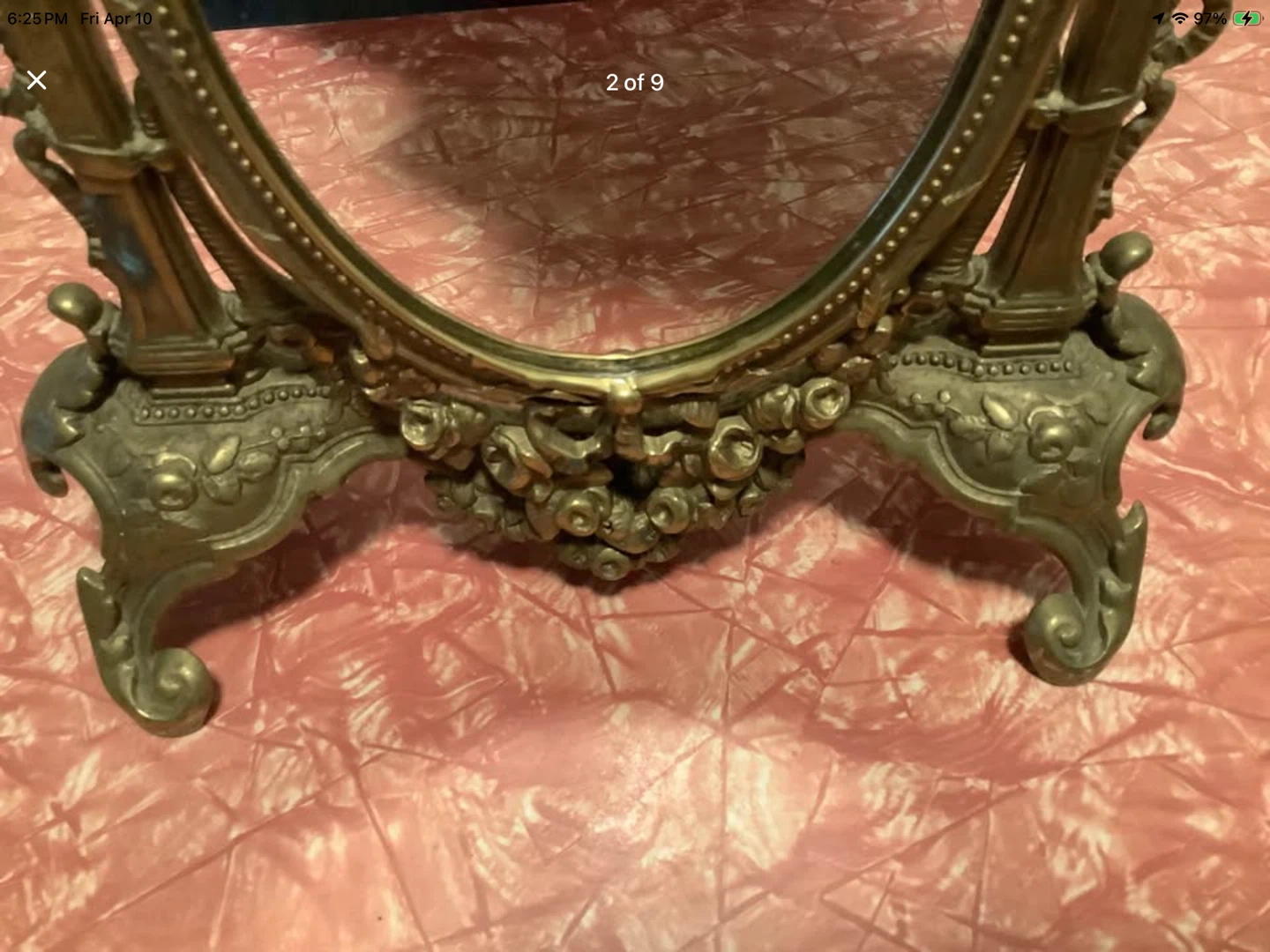 Ant/Victorian Brass Tilting Vanity w Pedestal Base - photo 2