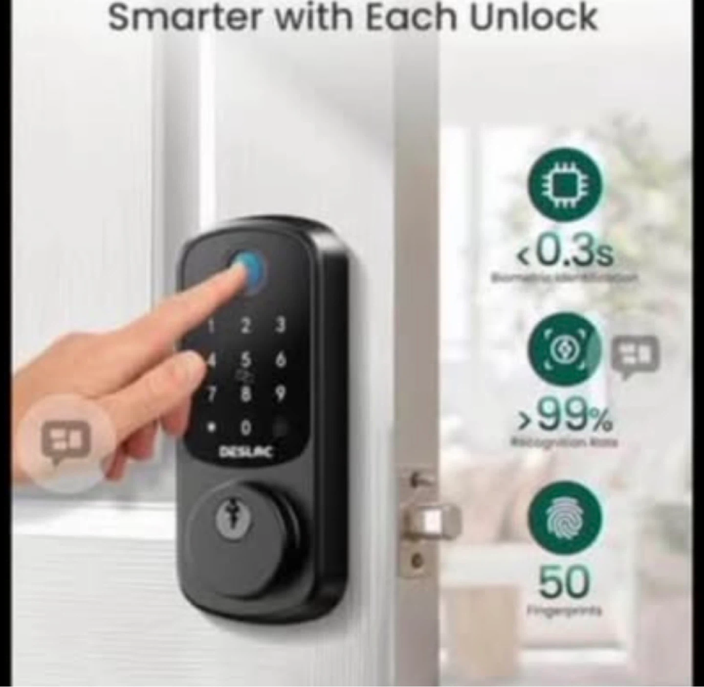 DESLOC Smart Lock B200 WiFi Version, Fingerprint Keyless - photo 4
