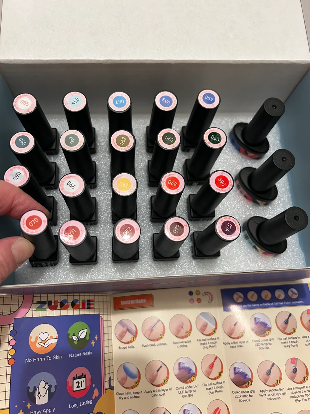 ZUCCIE 23-Pcs Gel Nail Polish Set - 20 Colors + Base/Top Coats - photo 3