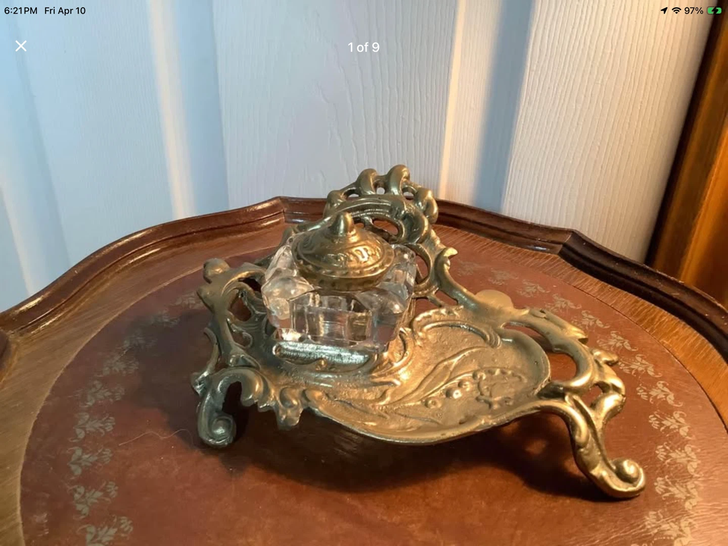 Vintage/Victorian Style Ornate Brass Inkwell