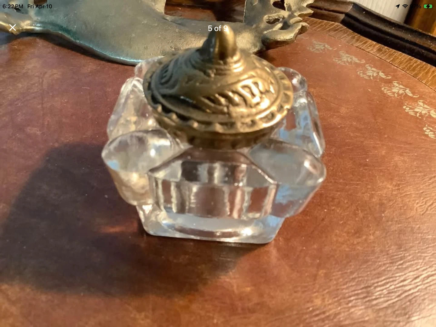 Vintage/Victorian Style Ornate Brass Inkwell - photo 4