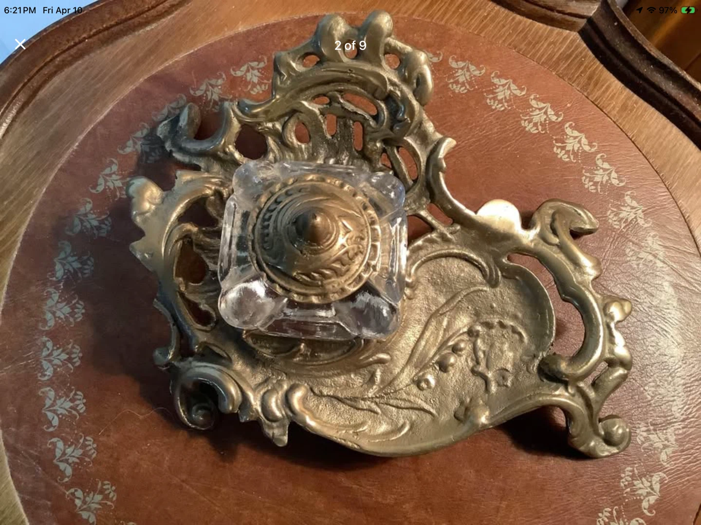 Vintage/Victorian Style Ornate Brass Inkwell - photo 2