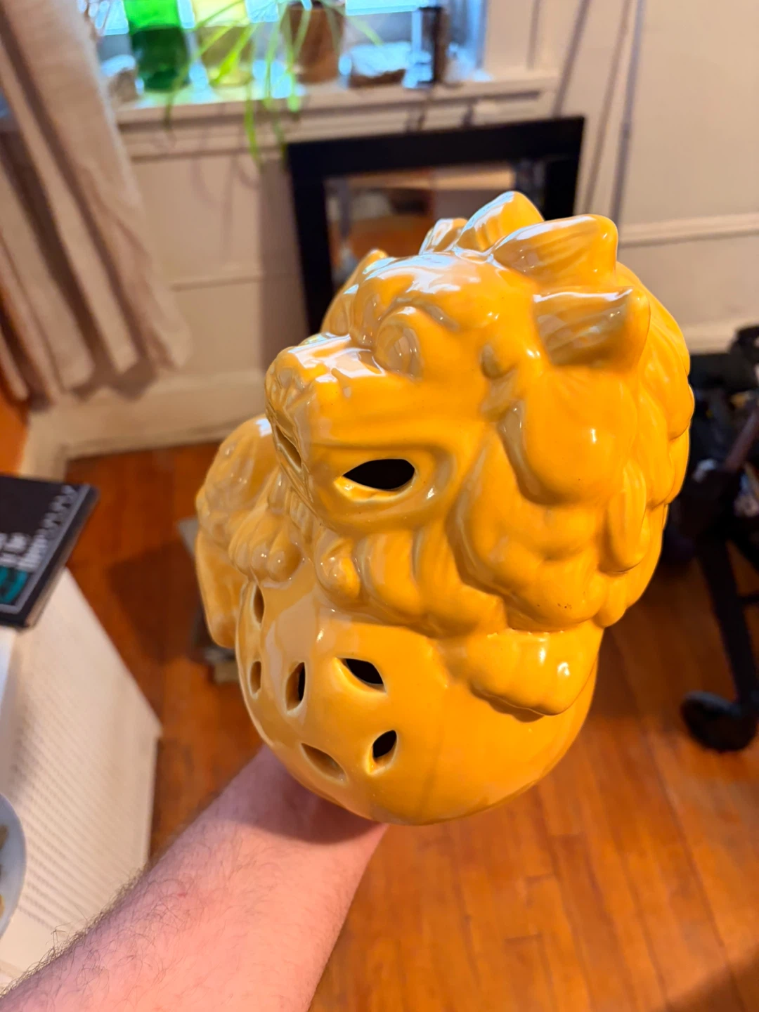 Yellow Ceramic Foo Dog Incense Burner/Holder - photo 4