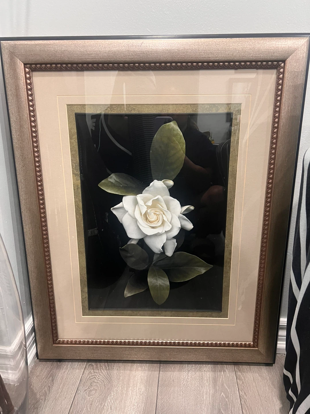 Framed 3D White Gardenia Flower Wall Art