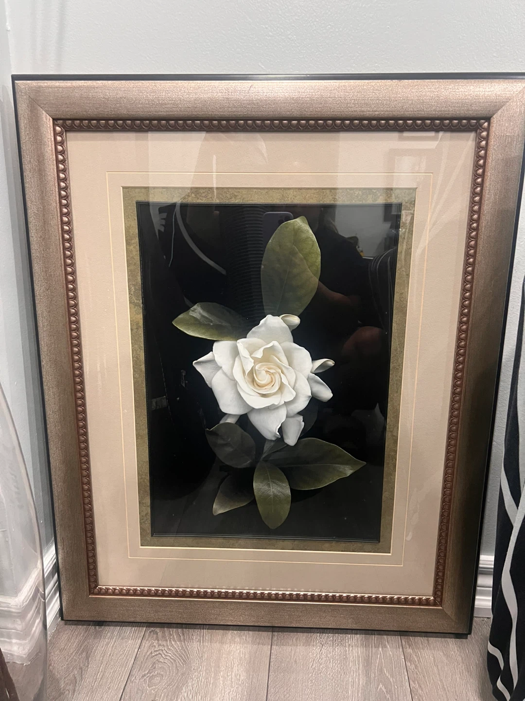 Framed 3D White Gardenia Flower Wall Art - photo 2