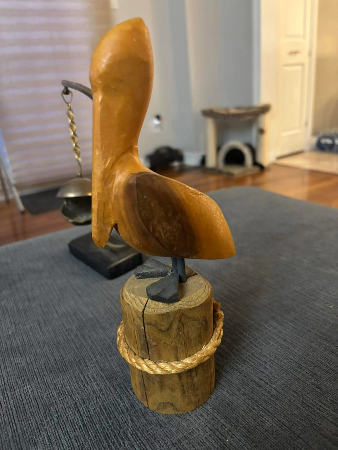 Vintage wooden hand carved pelican