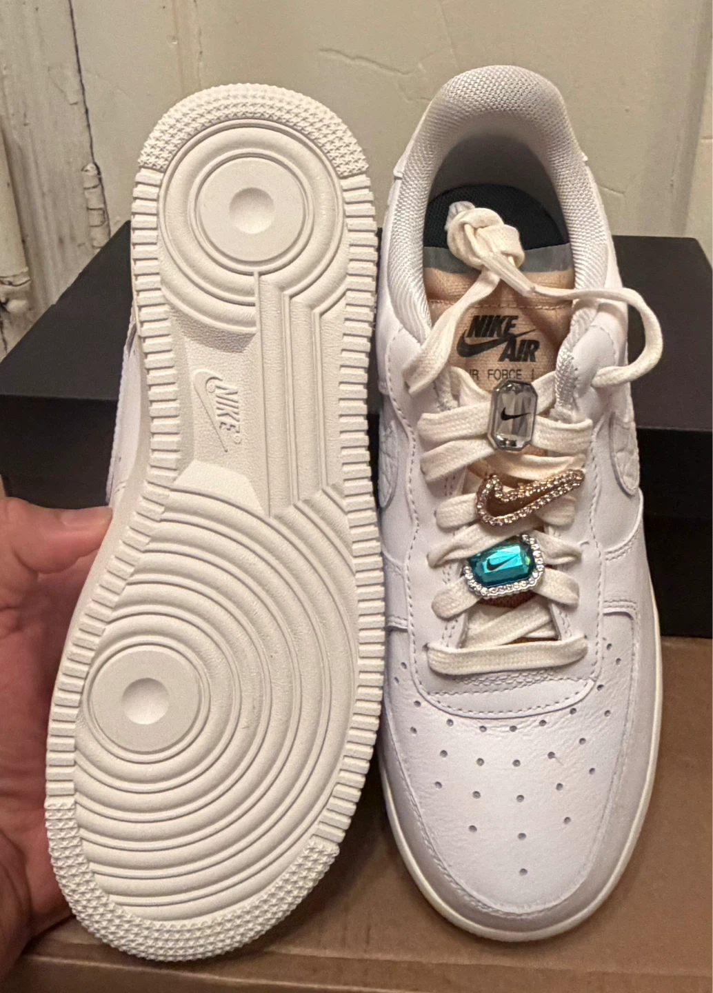 Nike Air Force 1 White Leather Sneakers with Charms - photo 5