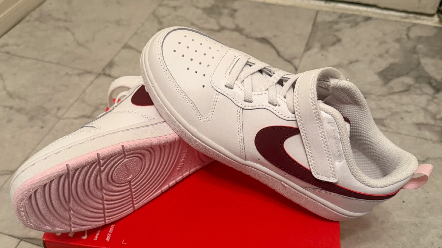 Nike Court Borough Low 2 SE (PS) White Burgundy Shoes - photo 3
