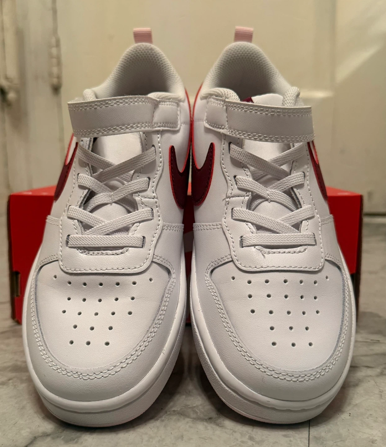 Nike Court Borough Low 2 SE (PS) White Burgundy Shoes - photo 4