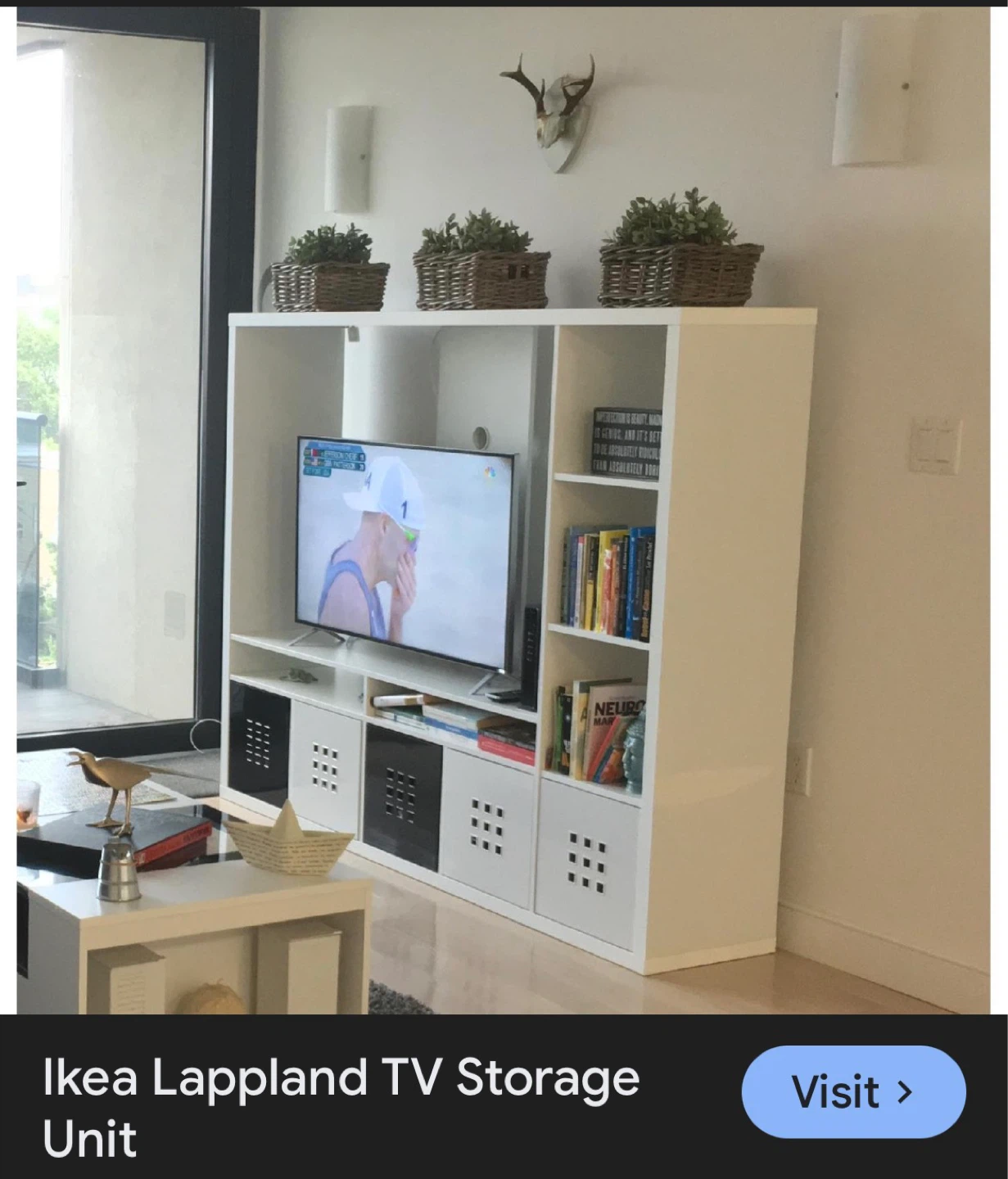 Ikea Lappland TV Storage Unit - White 183x39x147 cm