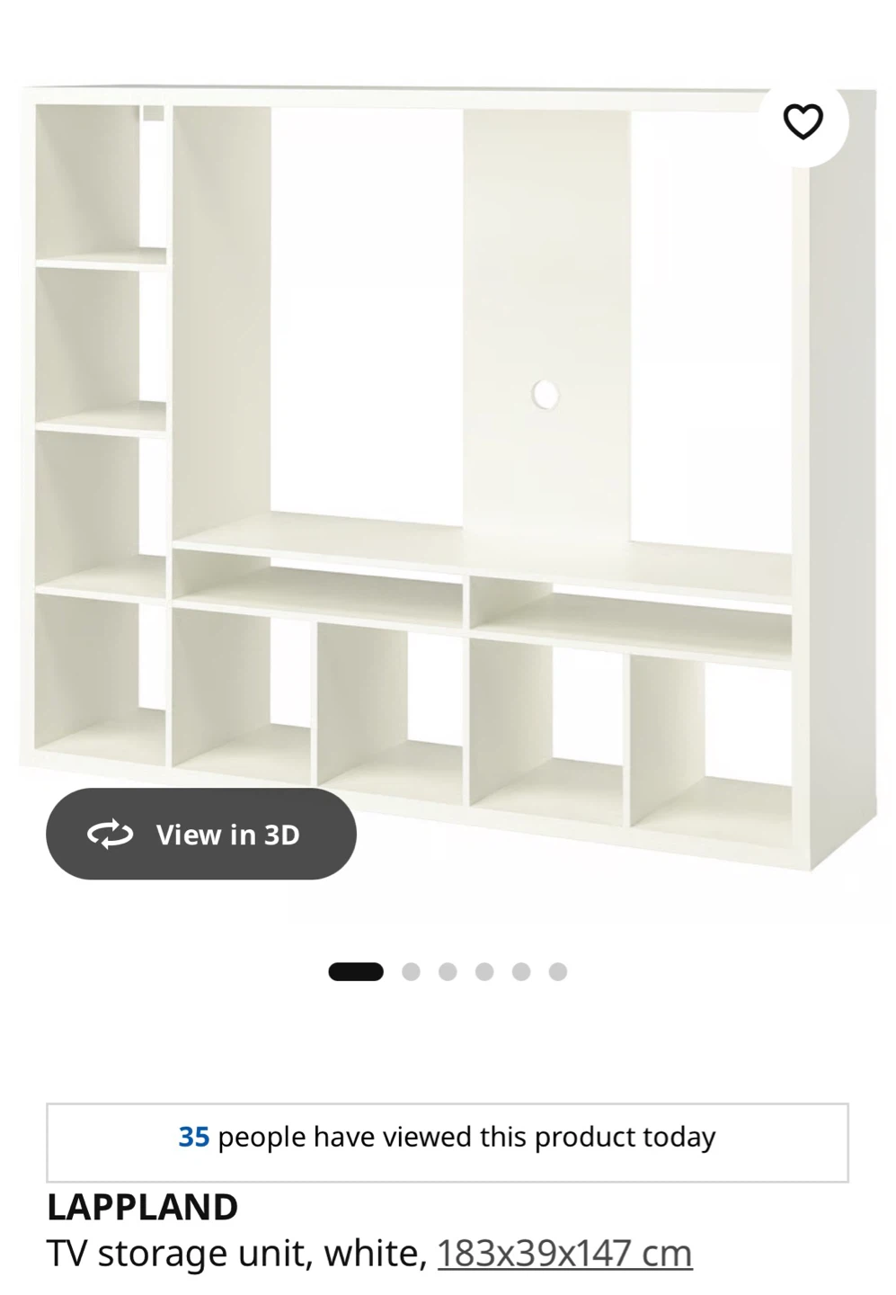 Ikea Lappland TV Storage Unit - White 183x39x147 cm - photo 2