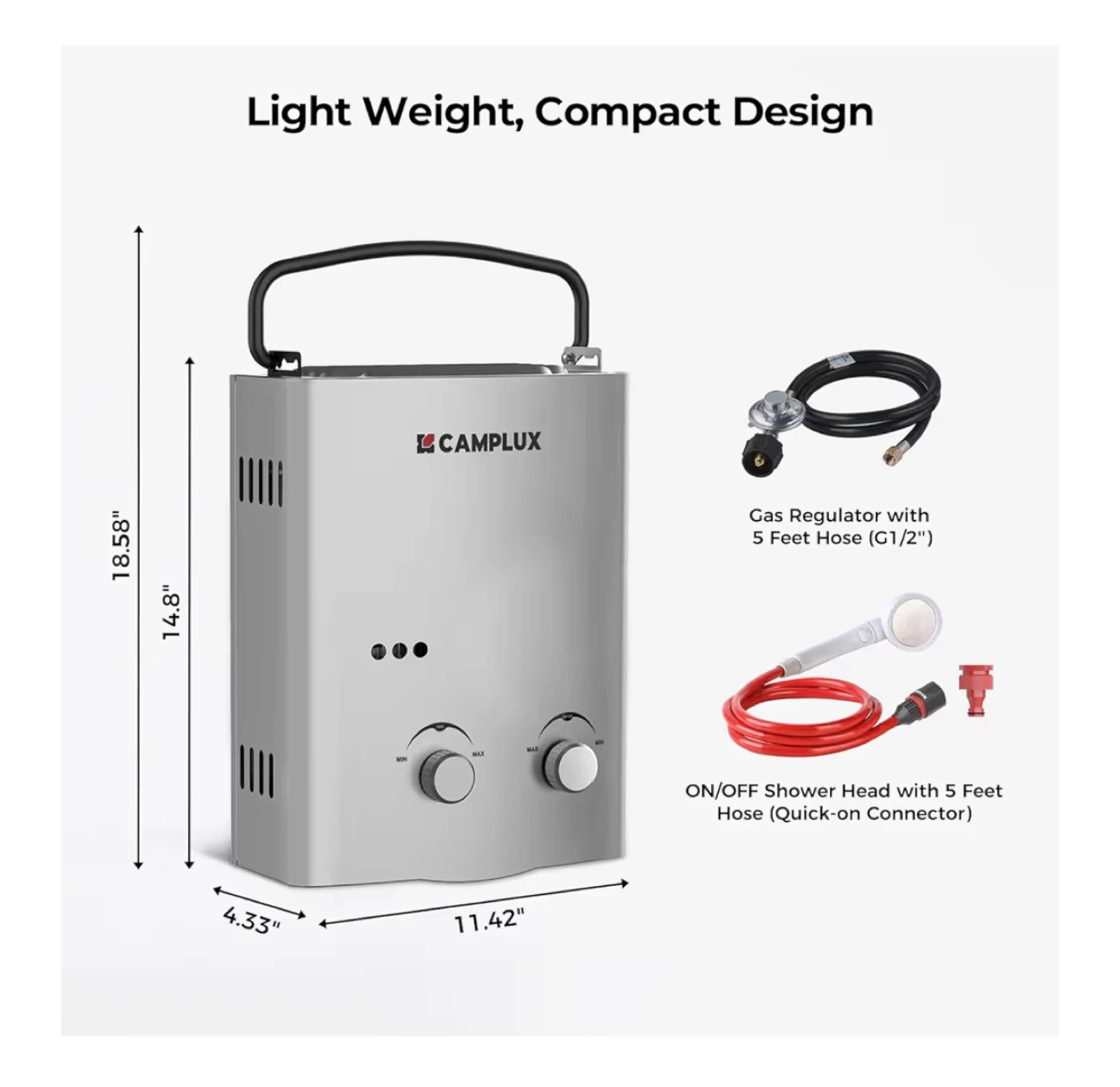 Camplux 5L 1.32 GPM Outdoor Portable Tankless Water Heater - photo 2