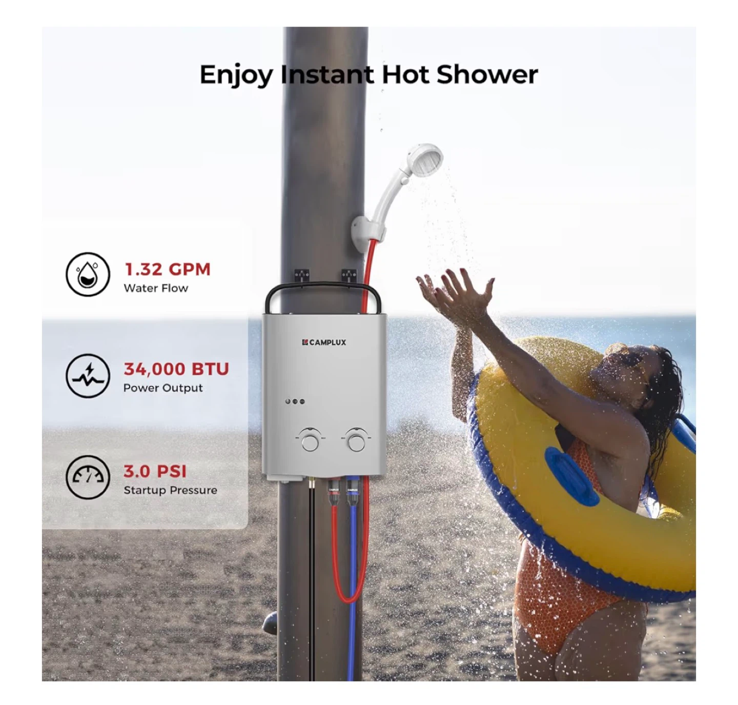 Camplux 5L 1.32 GPM Outdoor Portable Tankless Water Heater - photo 3