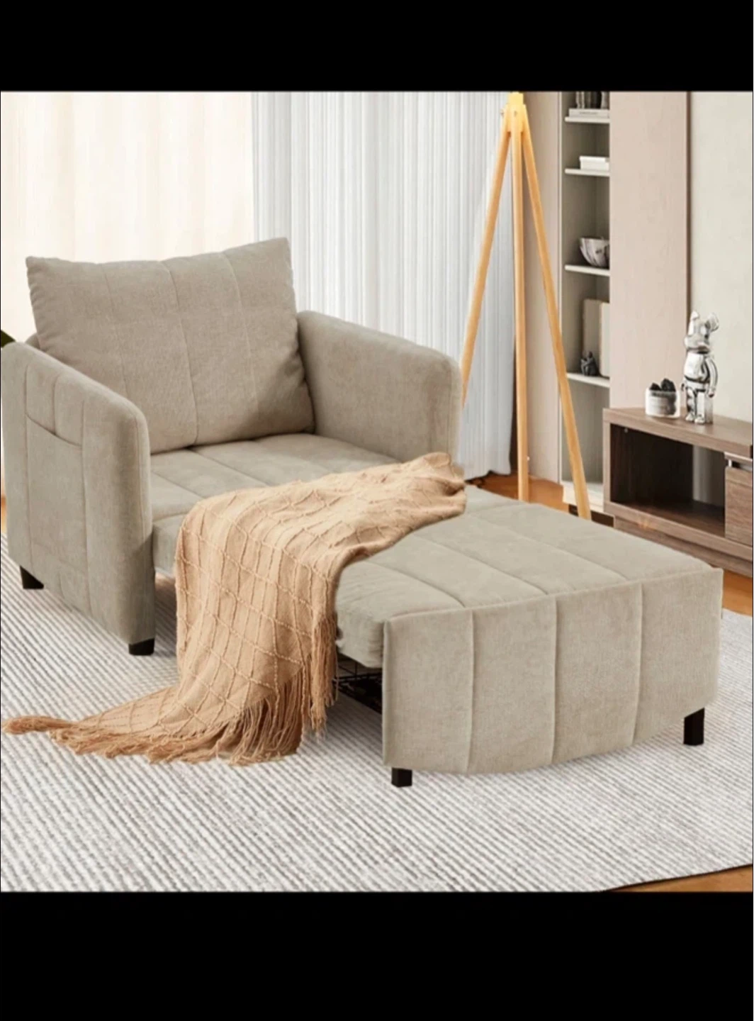 Convertible Sofa Bed Chair with Storage Pockets