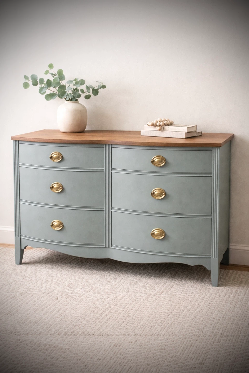 Refinished Solid Wood Serpentine Dresser