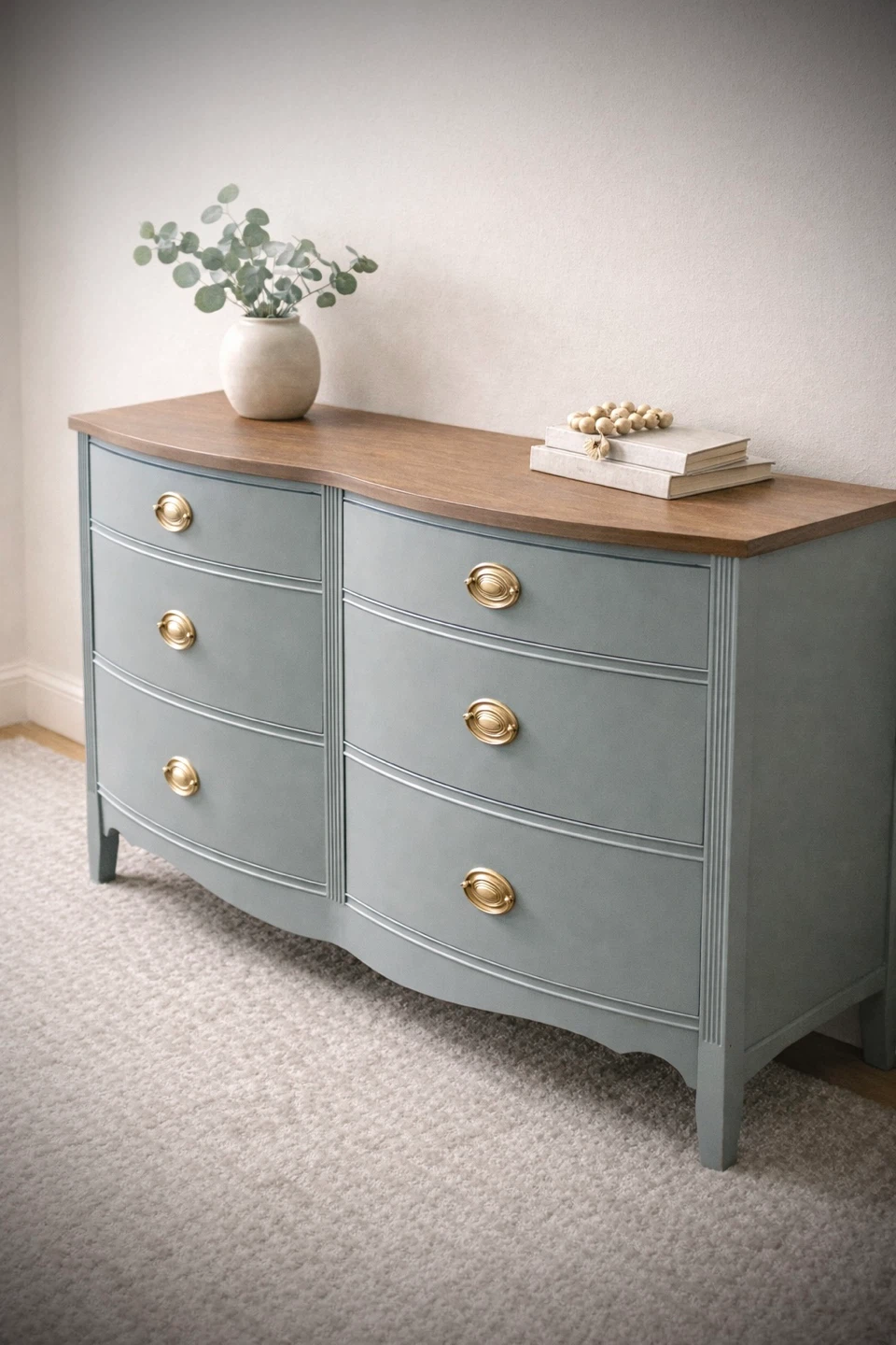 Refinished Solid Wood Serpentine Dresser - photo 4