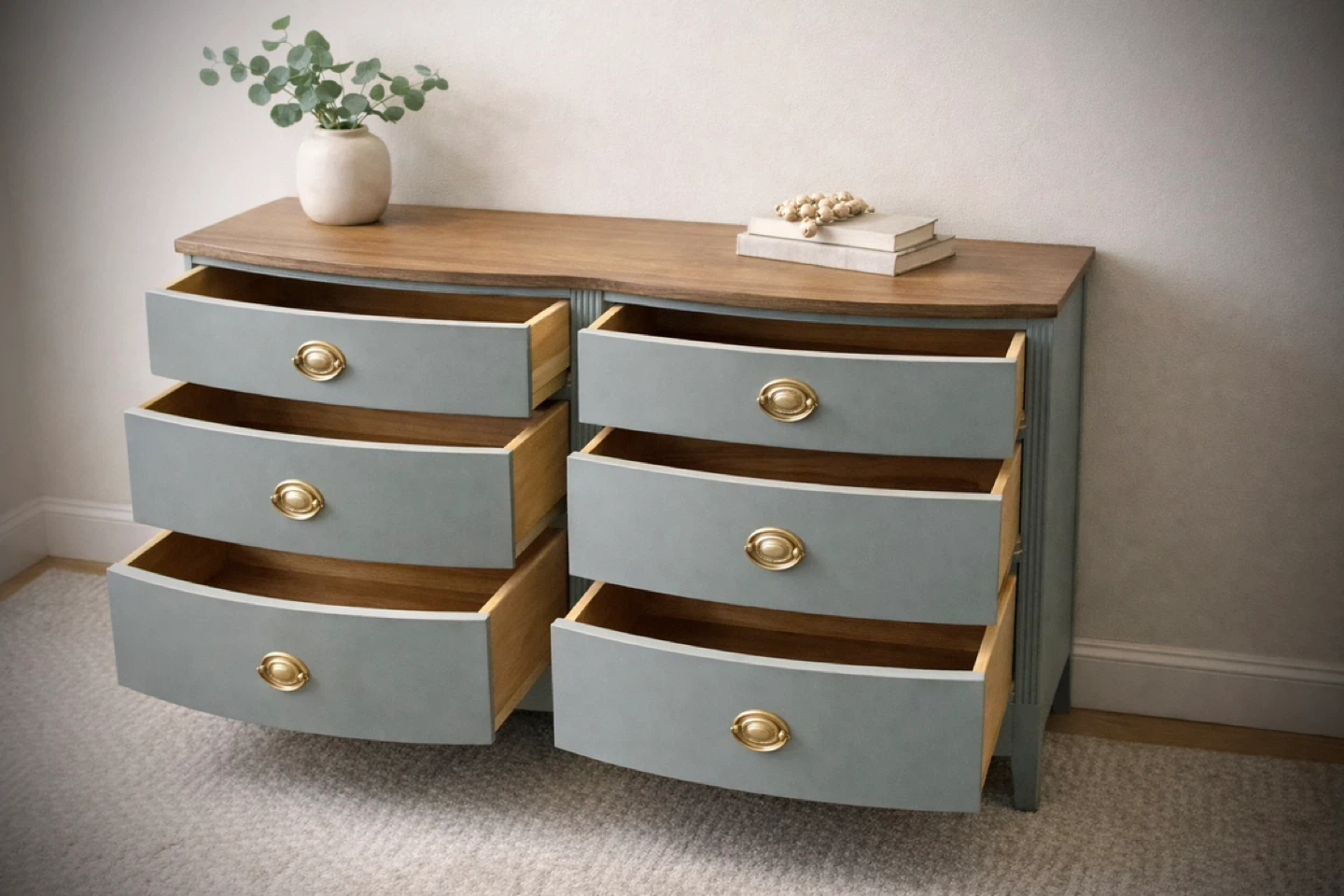 Refinished Solid Wood Serpentine Dresser - photo 3