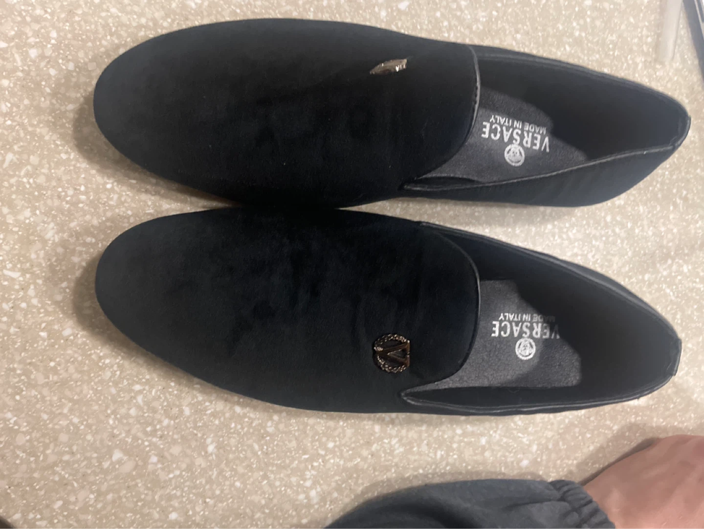 Versace Black Velvet Loafers - Size 9