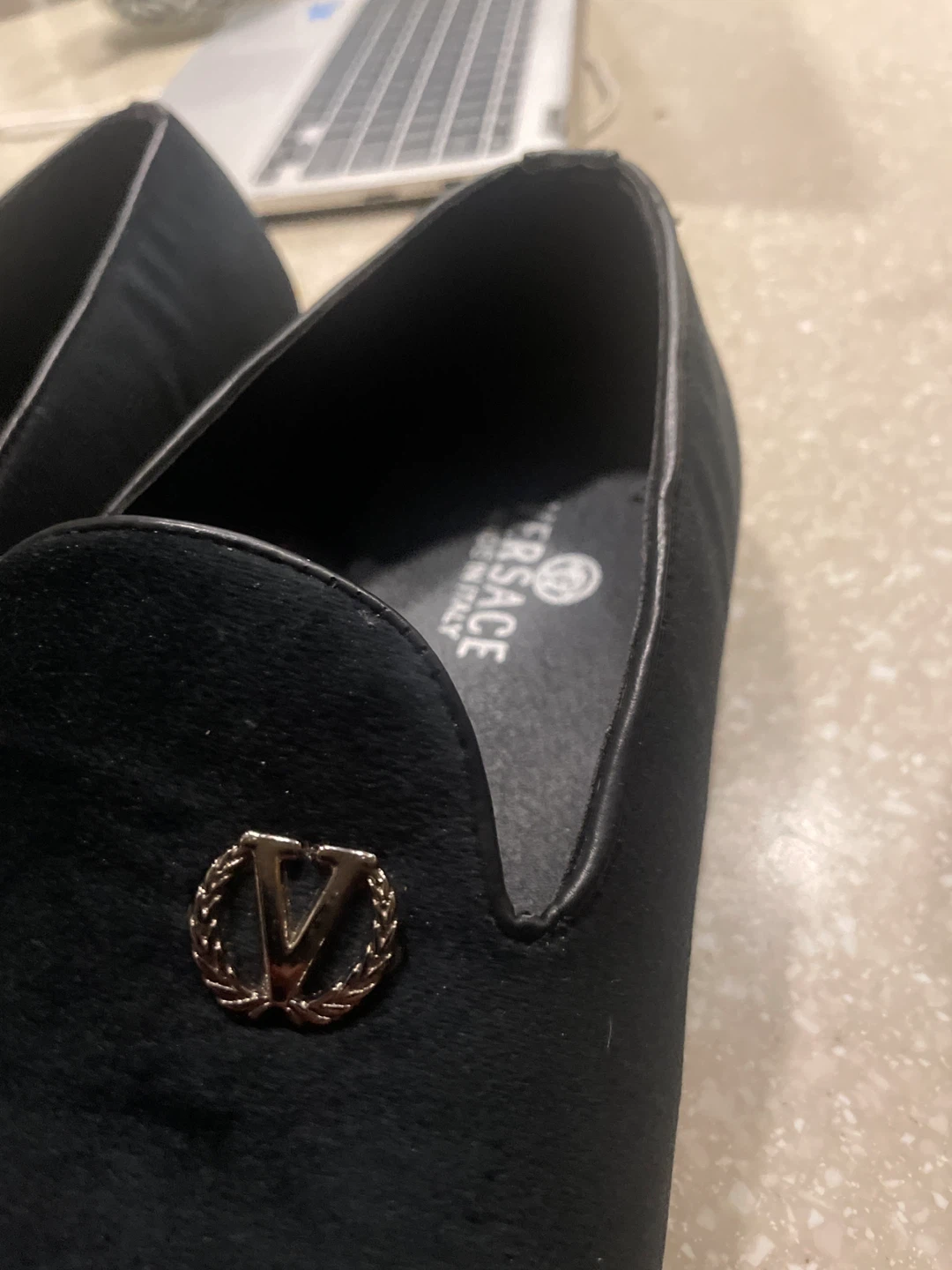 Versace Black Velvet Loafers - Size 9 - photo 2