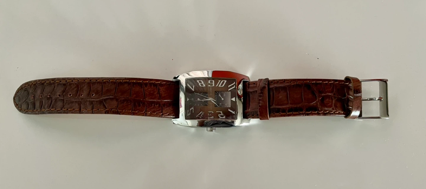 Guess Rectangular Wristwatch - Brown Leather Strap - photo 2