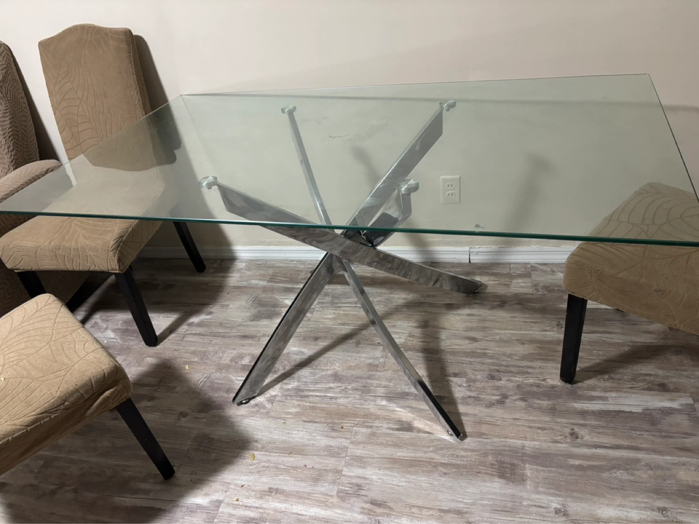 Glass Dining Table with Chrome Base