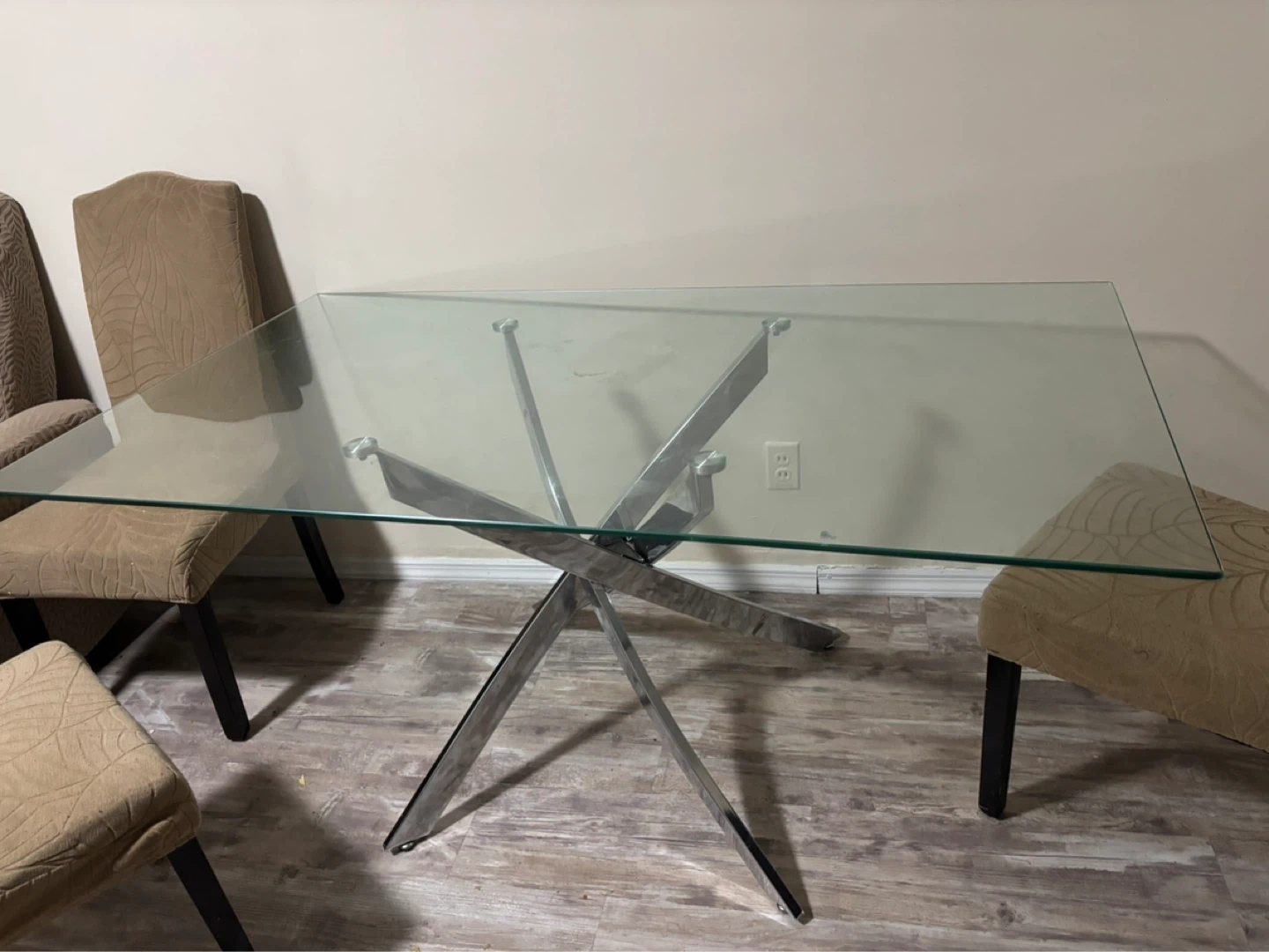 Glass Dining Table with Chrome Base - photo 2