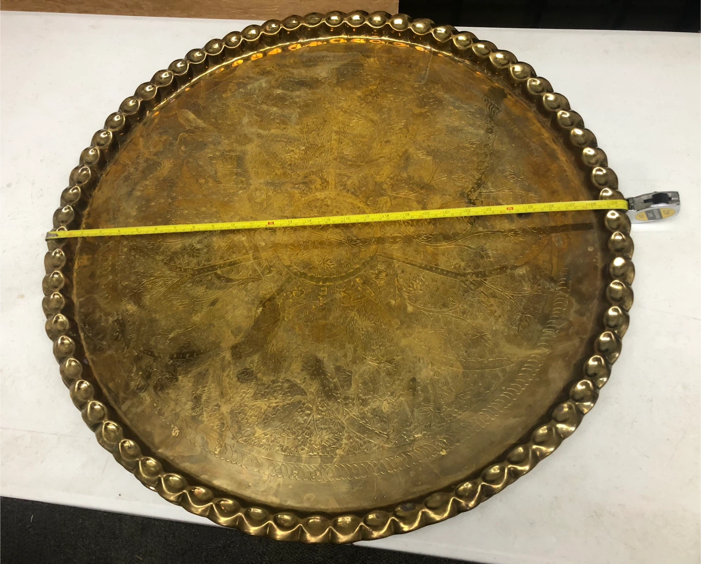 Vintage Etched Brass Serving Tray - photo 2
