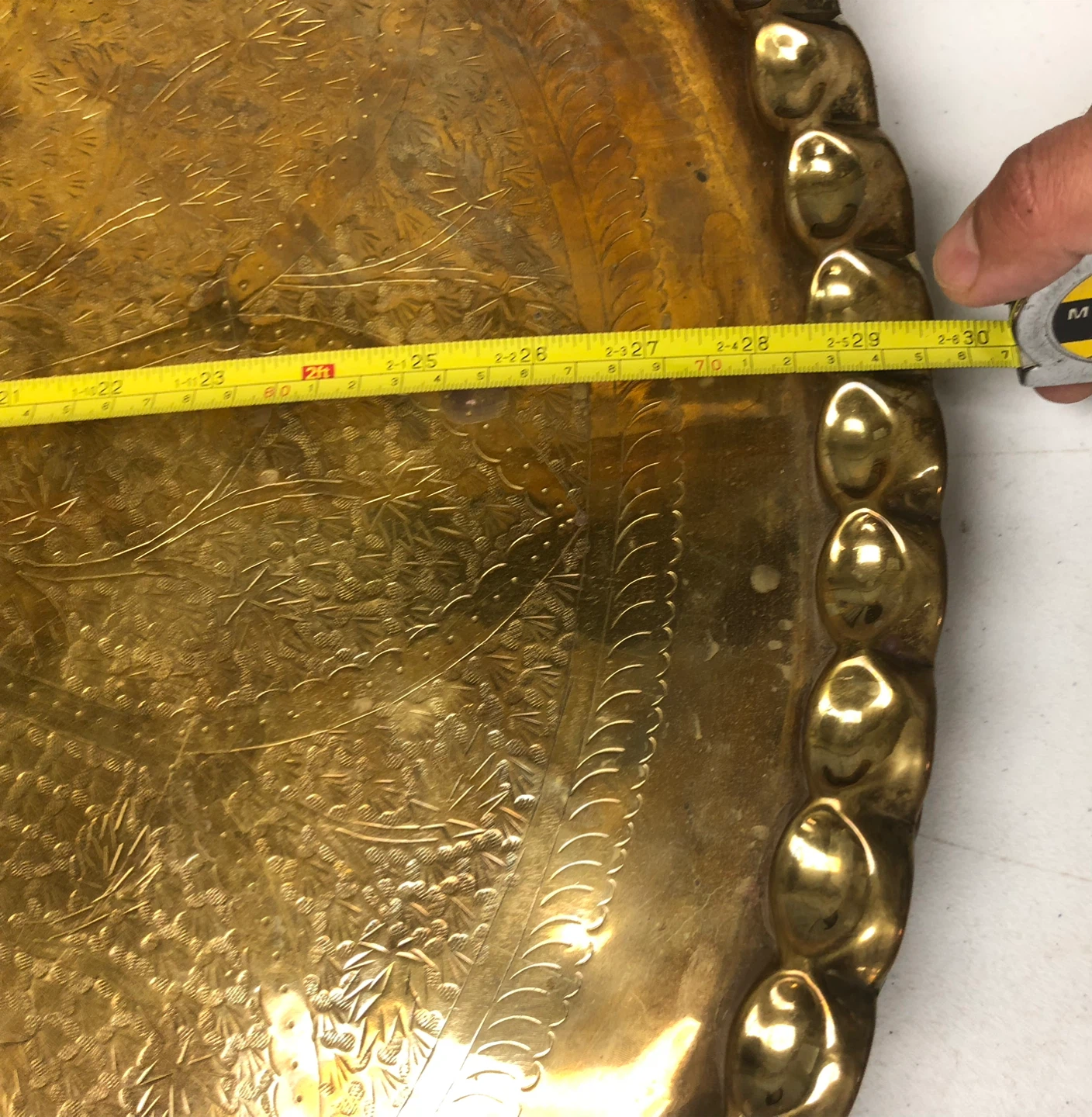 Vintage Etched Brass Serving Tray - photo 3